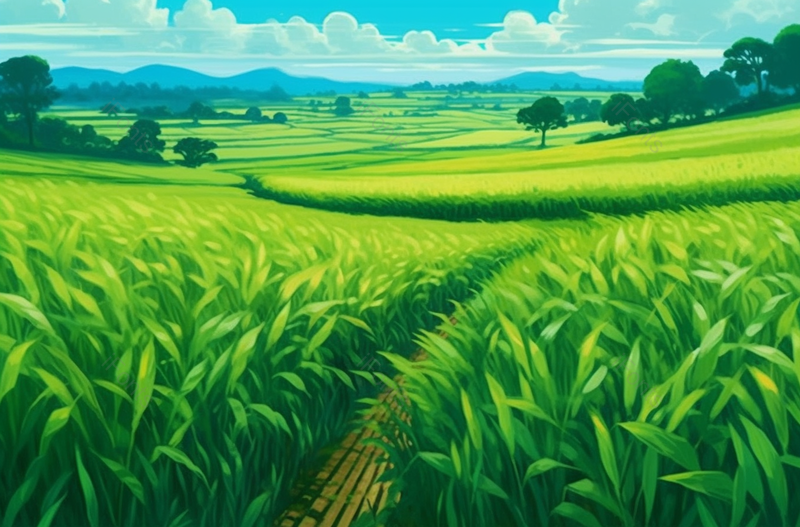 乡野节气麦穗生长谷物绿色卡通插画背景,插画/手绘图,插画/手绘图库,插画/手绘图下载,插画/手绘